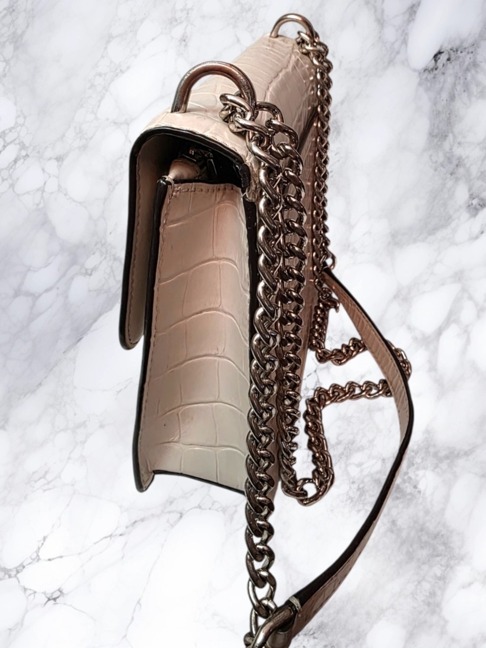 Kate Spade Shoulder Bag Croc-Embossed Chain-Cream $13 GOOD - Picture 5 of 15